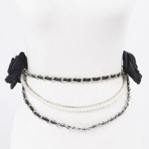 Two Flowers Multi Layered Chain Belt